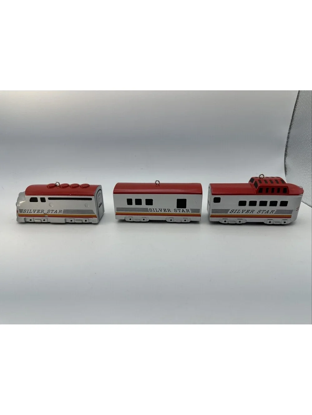 Hallmark Keepsake Ornament Silver Star Train Set Of 3 Cast Metal 1992 Heavy